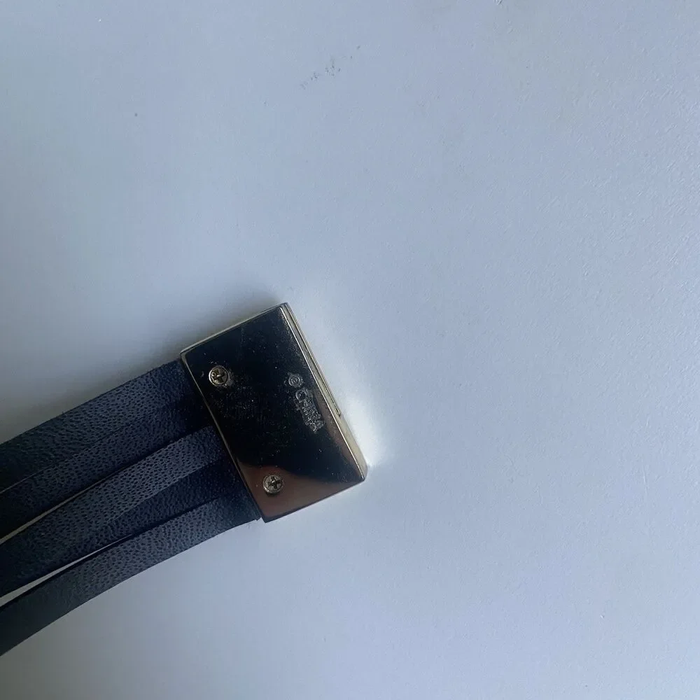 COACH Black Multi-Wrap Leather Bracelet Gold-Tone Hardware Band Bangle Jewelry